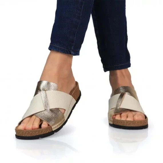 BATZ Marina Gold-Beige női bőr papucs 36-41